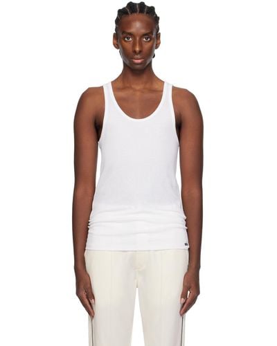 Tom Ford White Ribbed Tank Top - Multicolor