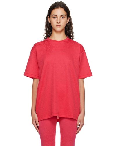 Moschino T-shirt rose à motif à logo - Rouge