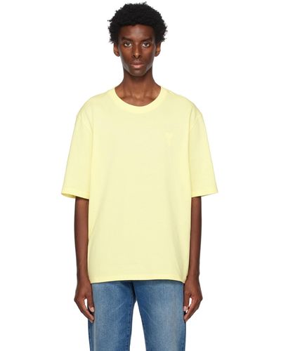 Ami Paris T-shirt jaune à logo ami de cœur exclusif à ssense - Multicolore