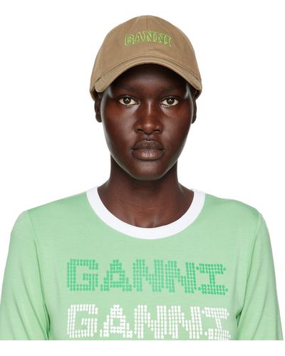 Ganni Brown Software Cap - Green