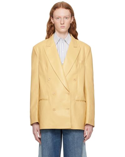 Stella McCartney Yellow Oversized Faux-leather Blazer - Orange
