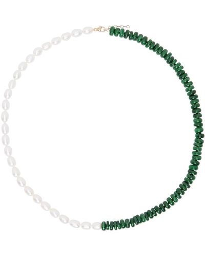 JIA JIA Collier union vert et blanc à malachites et à perles d'eau douce - ocean - Métallisé