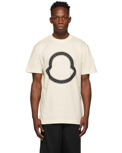 Moncler オフホワイト Outline ロゴ T シャツ - ナチュラル