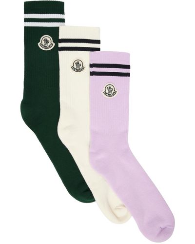 Moncler Genius Three-pack Striped Socks - White