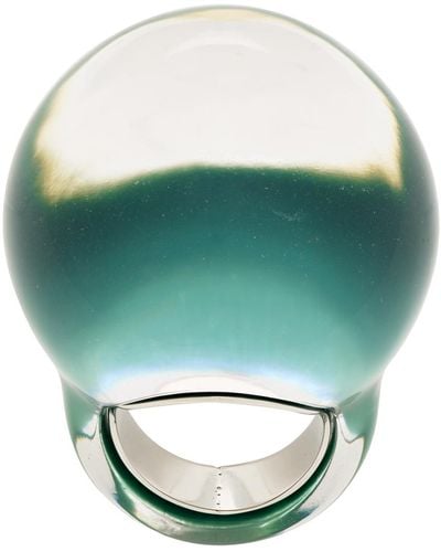 Dries Van Noten Transparent & Blue Ball Ring - Green