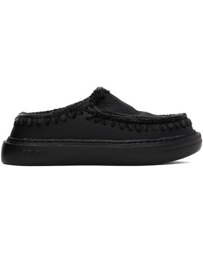 Mou Bold Shearling Loafers - Black