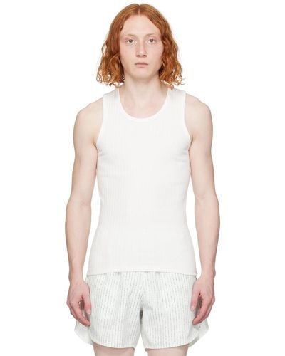 RECTO. Off- Jacquard Patch Tank Top - White