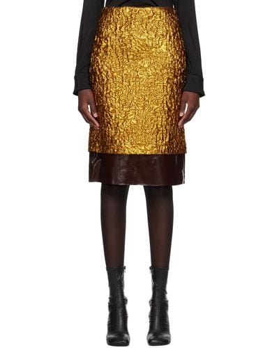 Dries Van Noten Gold Layered Midi Skirt - Black