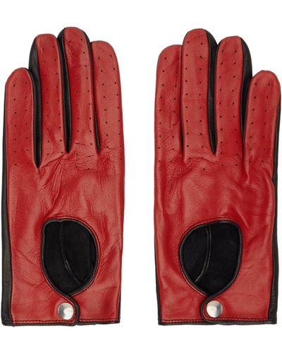 Ernest W. Baker Contrast Leather Driving Gloves - Red