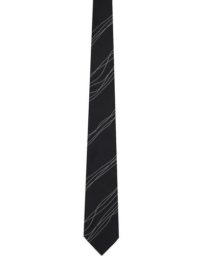 Emporio Armani Cravate noire à motif en tissu jacquard