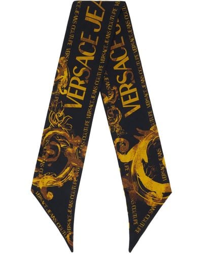 Versace Black & Gold Watercolor Couture Scarf