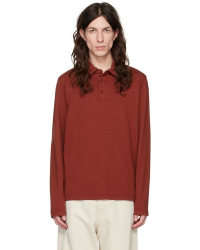 Vince Red Garment-dyed Polo