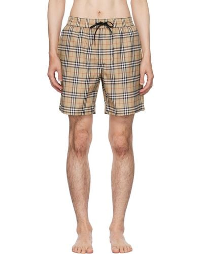 Burberry Beige Check Swim Shorts - Natural