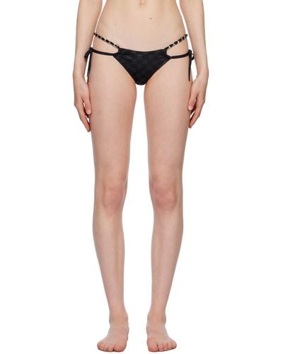 MISBHV Culotte de bikini noire à garnitures à chaine