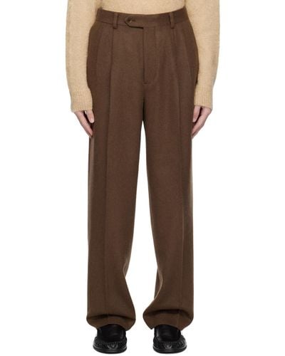 AURALEE Pleated Trousers - Brown