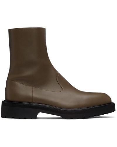 Dries Van Noten Leather Zip Chelsea Boots - Gray
