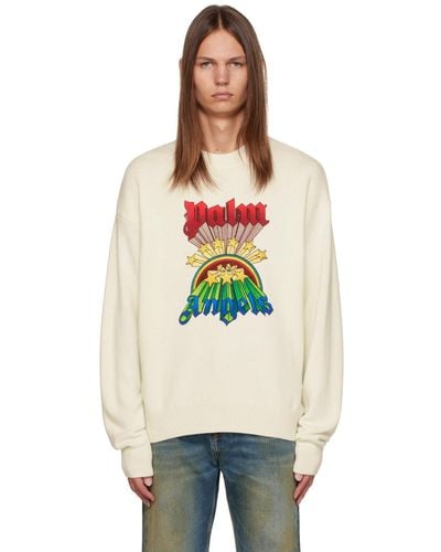 Palm Angels White Graphic Sweater - Black