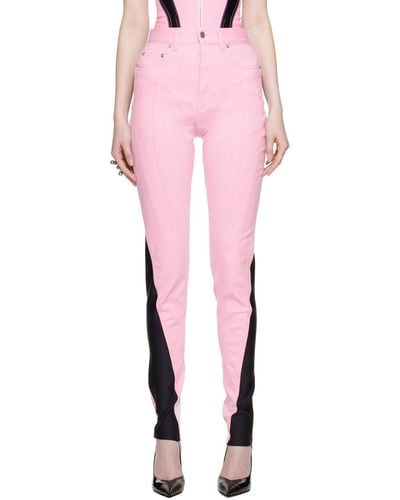 Mugler Pink & Black Spiral Jeans