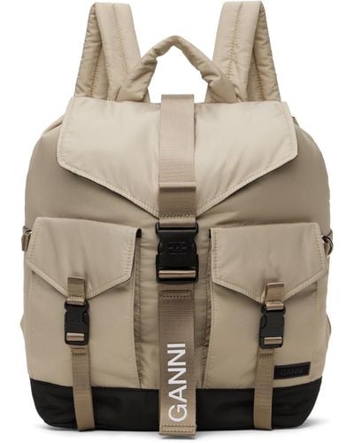 Ganni Taupe Tech Backpack - Natural