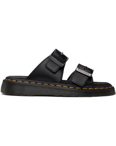 Dr. Martens Josef Leather Buckle Slide Sandals - Black