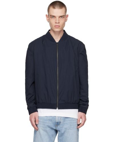 HUGO Navy Slim-fit Bomber Jacket - Blue