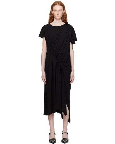 Y's Yohji Yamamoto Shirring Midi Dress - Black