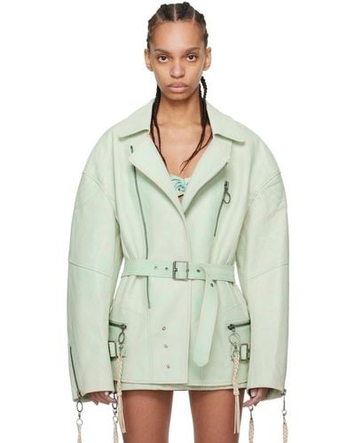 KNWLS Ssense Exclusive Nihil Leather Jacket - Green