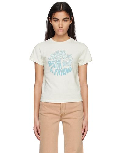 RE/DONE T-shirt 'save water' blanc cassé - Multicolore
