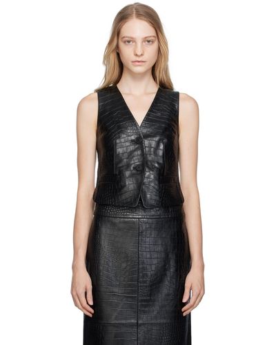 Helmut Lang Black Embossed Leather Vest