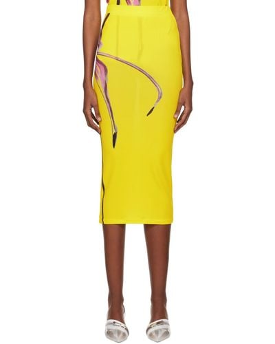 Louisa Ballou Graphic Midi Skirt - Yellow