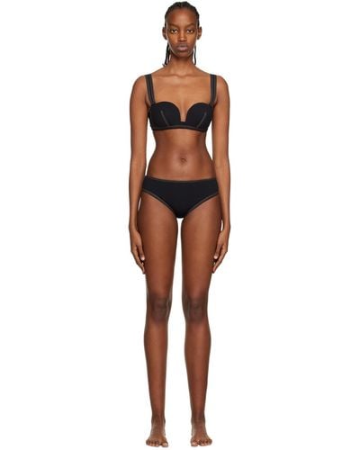 La Perla Culotte de bikini noire à piqûres contrastantes