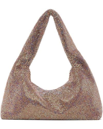Kara Mini Crystal Mesh Armpit Bag - Brown