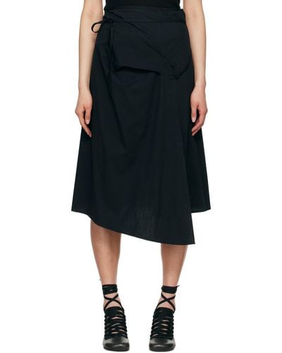 Lemaire Asymmetrical Tied Midi Skirt - Black