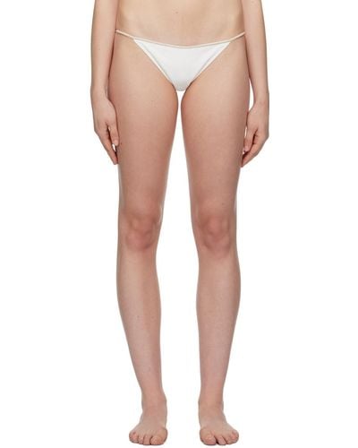 La Perla Culotte de bikini blanche à motif à logo - Multicolore