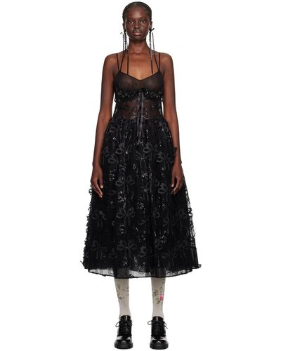 Simone Rocha Robe longue noire à boucle décorative