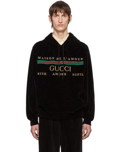 Gucci ベロアスウェットパーカー - ブラック