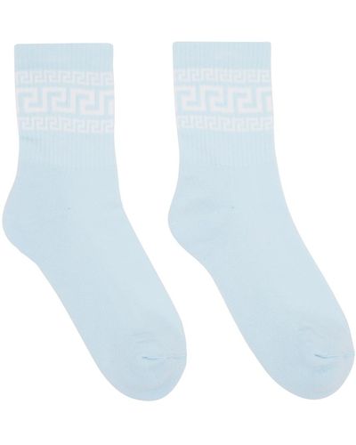 Versace Chaussettes athletic bleues à motif à clé grecque