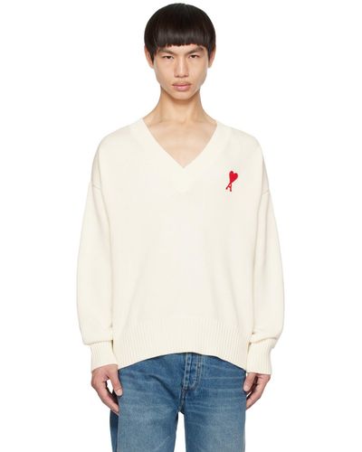 Ami Paris Off-white Ami De Cœur Jumper