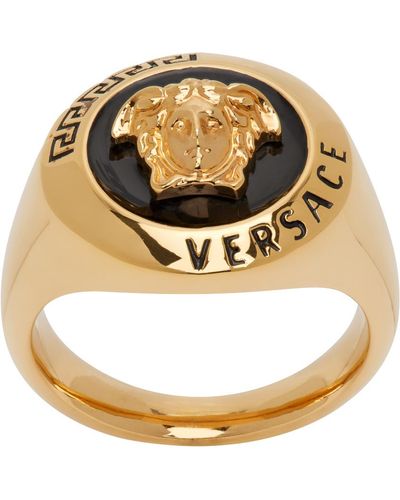 Versace Gold & Black Medusa Ring - Metallic