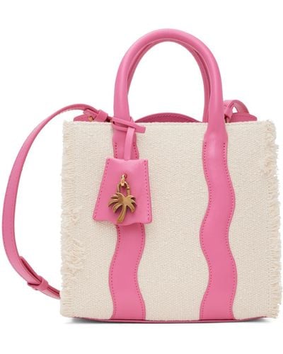 Palm Angels White & Pink Leather Tote