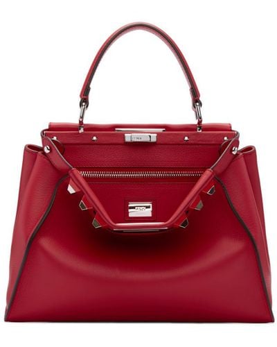 Fendi Red Studded Peekaboo Bag