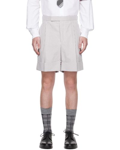 Thom Browne Grey Grosgrain Cuffs Shorts - Multicolour