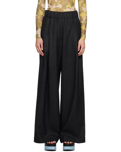 Dries Van Noten Grey Pleated Trousers - Black