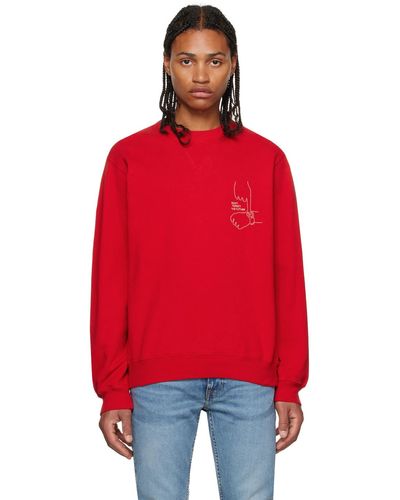 Nudie Jeans Red Lasse Sweatshirt