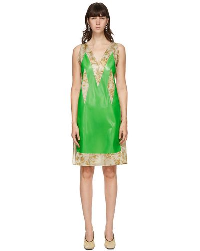 Kwaidan Editions Ssense Exclusive Green Satin & Latex Dress