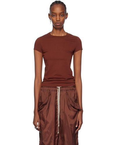 Rick Owens Brown Cropped Level T-shirt - Red