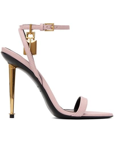 Tom Ford Pink Printed Lizard Pointy Naked Sandals - Black
