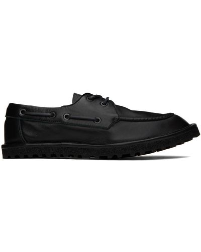 Dries Van Noten Chaussures bateau noires en cuir