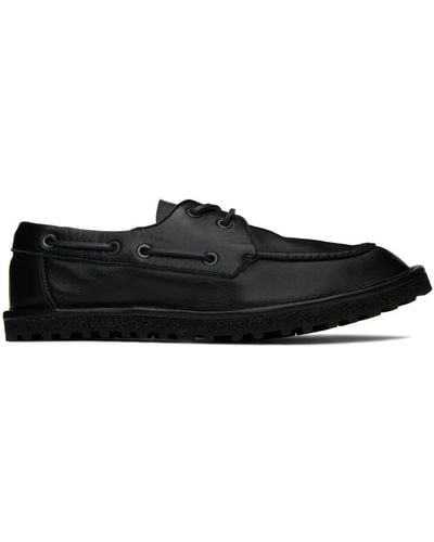 Dries Van Noten Leather Boat Shoes - Black