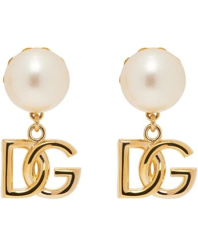 Dolce & Gabbana Dolcegabbana boucles d'oreilles dorées à logo dg - Métallisé